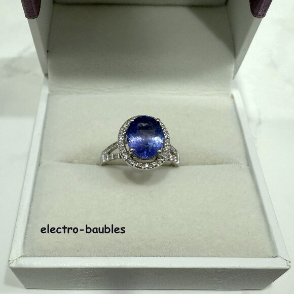 Source Unknown Jewelry - Estate $3500 2 Carat Periwinkle Tanzanite 14kt White Gold Halo Ring Sz 7